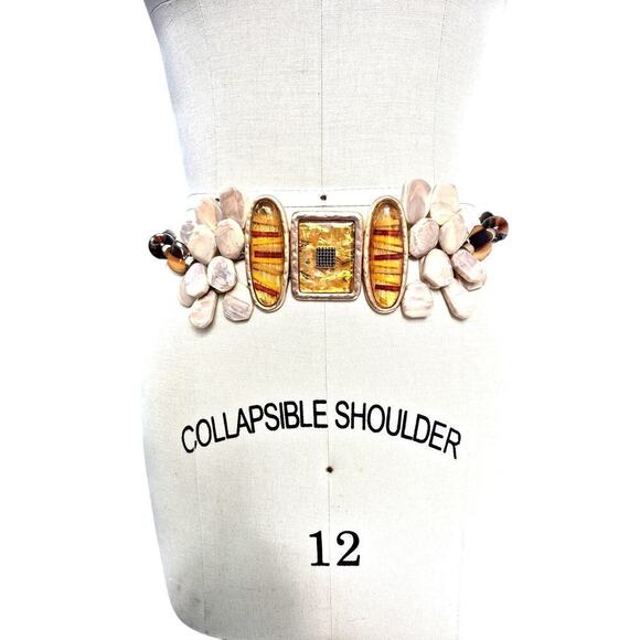 Chicos Chunky Stone & Resin Mixed Media Statement Chain Belt, OS 52 inches - Picture 2 of 6